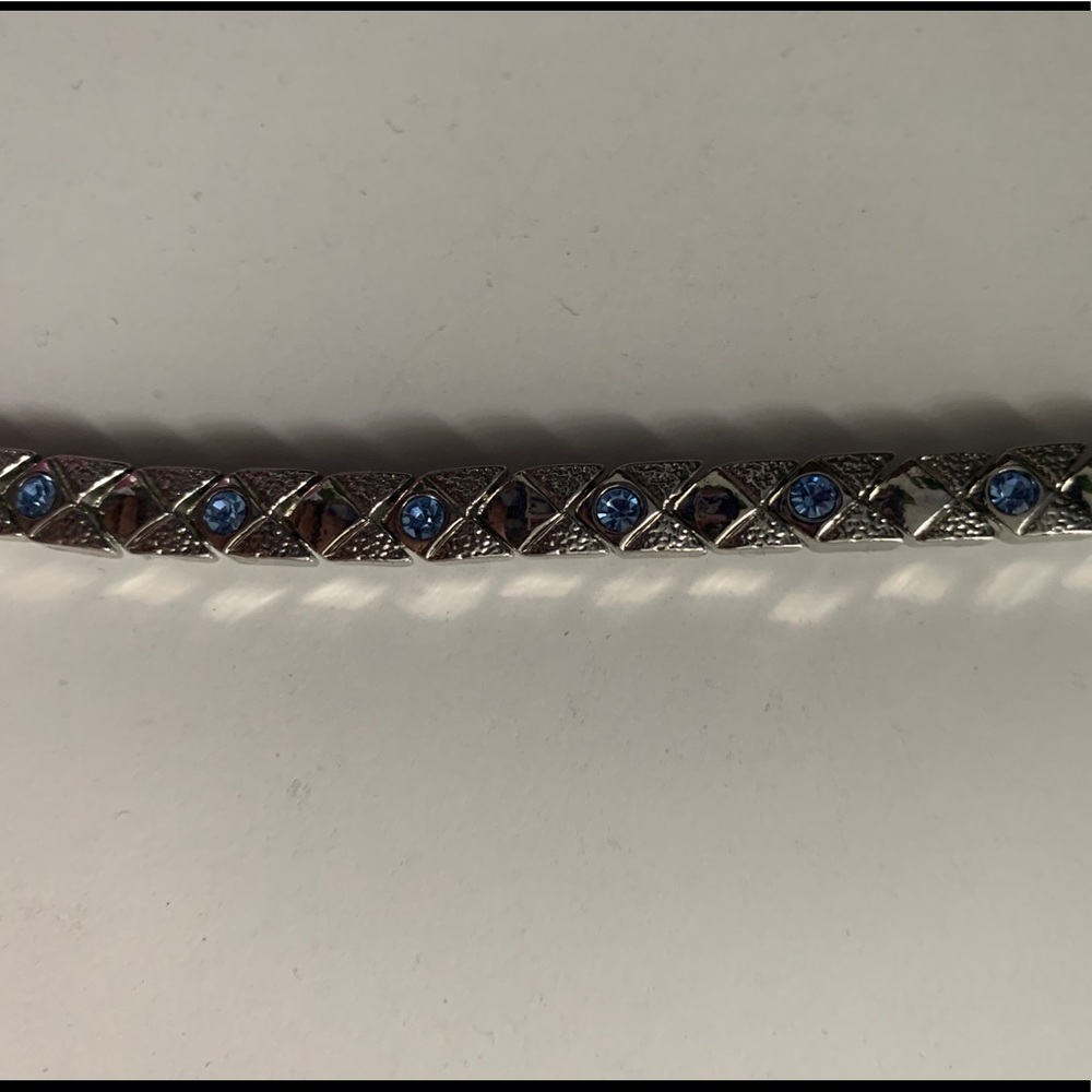 4/$30 Silver Plated Tennis Bracelet blue topaz